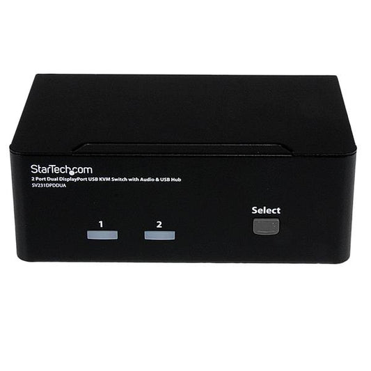 Star Tech 2 Port Dual DisplayPort USB KVM Switch with Audio & USB 2.0 Hub