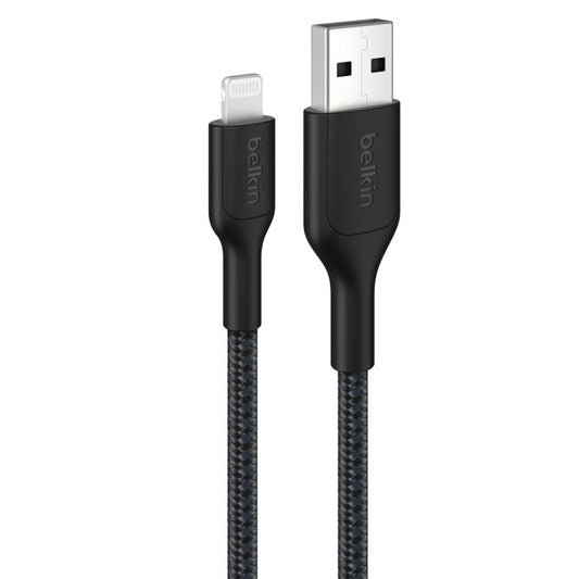 Belkin Braided USB-A Cable with Lightning Connector, 6.6ft/2m, Black (CAA020FQ2MBK)