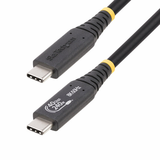Star Tech 50cm (1.6ft) USB4 Cable, USB-IF Certified USB-C Cable, 40Gbps, 240W Power Delivery PD 3.1 EPR, 8K 60Hz, USB Type-C Data Transfer Cable/Cord, Compatible w/Thunderbolt/USB 3.2 Ports