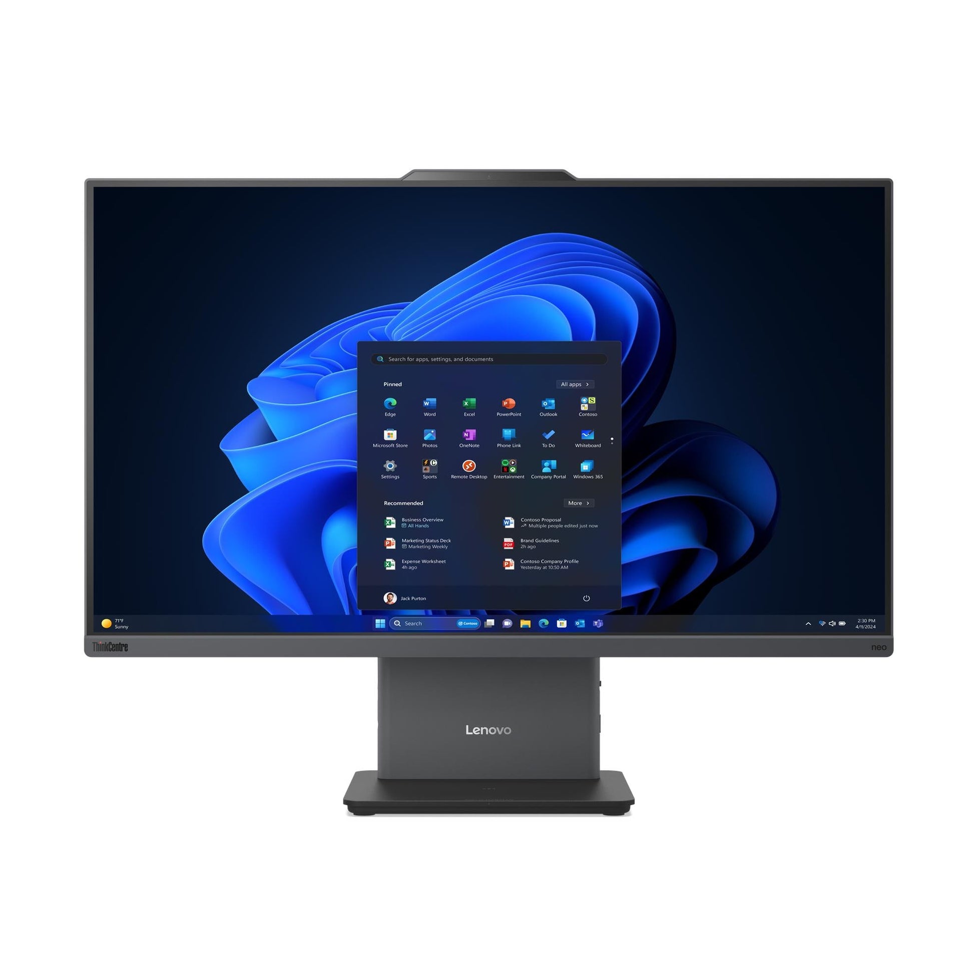 Lenovo ThinkCentre neo 50a 24 Gen 6 LNL Intel Core Ultra 7 256V 60.5 cm (23.8") 1920 x 1080 pixels Touchscreen All-in-One PC 16 GB LPDDR5x-SDRAM 512 GB SSD Windows 11 Pro Wi-Fi 6 (802.11ax) product image
