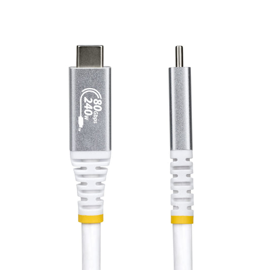 Star Tech 1m (3ft) USB4 Cable, 80Gbps, USB-IF Certified USB-C Cable, 240W PD, 8K 120Hz/4K 240Hz DP2.1 DP80, TPE Jacket, Thunderbolt 4 Compatible - White USB-C Cord