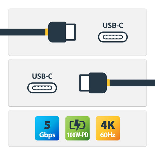 Star Tech 6 ft (1.8 m) USB C to USB C Cable - 5A, 100W PD 3.0 - Certified Works With Chromebook - USB-IF Certified - M/M - USB 3.0 5Gbps - USB C Charging Cable - USB Type C Cable