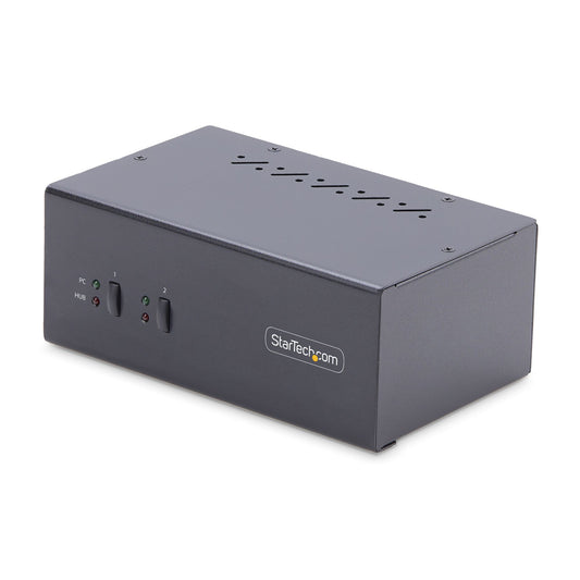 Star Tech 2-Port Dual-Monitor DisplayPort KVM Switch, 4K 60Hz, 2x USB 5Gbps Hub Ports, 2x USB 2.0 HID Ports, Hotkey and Push-Button Switching, TAA Compliant - ESD Level 3 Protection