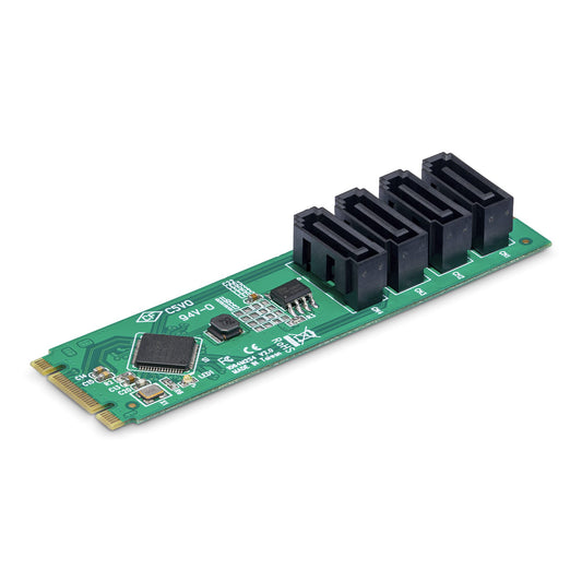 Star Tech 4-Port M.2 to SATA Adapter Card, M.2 PCIe 3.0 to SATA HDD/SSD Expansion Card, ASM1064 Chipset, M.2 NVMe to 4x HDD/SSD for Windows/macOS/Linux