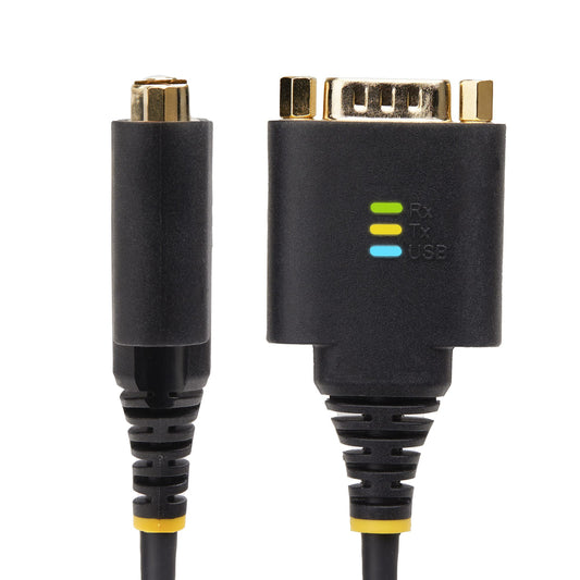 Star Tech 2ft (60cm) 2-Port USB to Serial Adapter Cable, Interchangeable DB9 Screws/Nuts, COM Retention, USB-A to DB9 RS232, FTDI, Level-4 ESD Protection, Windows/macOS/ChromeOS/Linux - Rugged TPE Construction