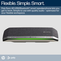 HP Poly Sync 40+ Microsoft Teams Certified USB-A USB-C Speakerphone +BT700 USB-A Adapter