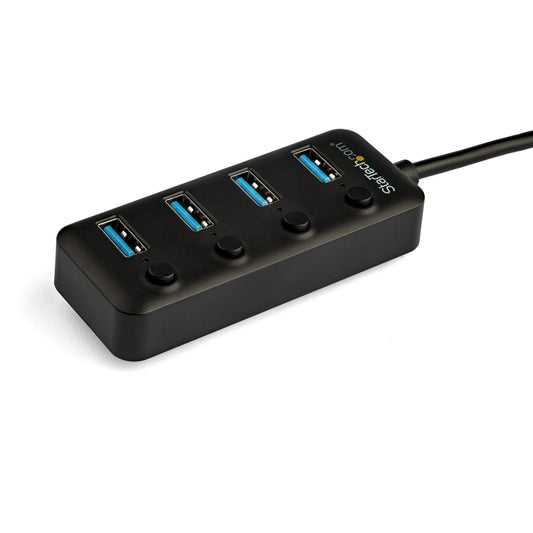 Star Tech 4 Port Bus Powered USB C Hub with Individual On/Off Switches, USB 3.0 (5Gbps) Expansion Hub, Desktop/Laptop USB-C to USB-A Splitter
