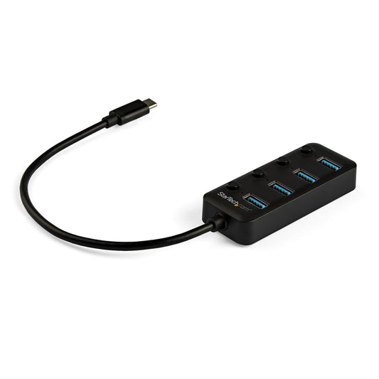 Star Tech 4 Port Bus Powered USB C Hub with Individual On/Off Switches, USB 3.0 (5Gbps) Expansion Hub, Desktop/Laptop USB-C to USB-A Splitter