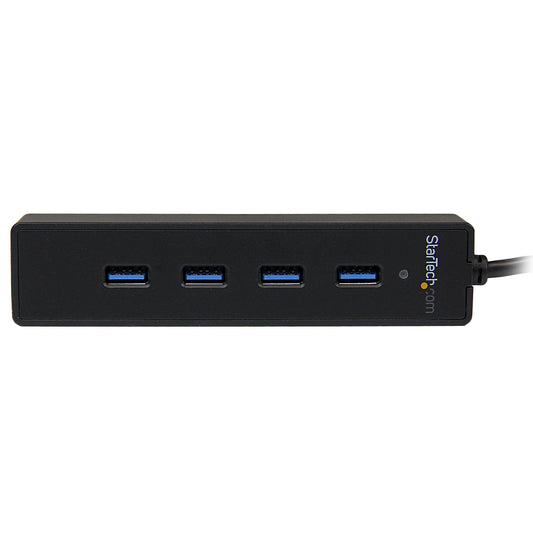 Star Tech 4 Port Portable SuperSpeed USB 3.0 Hub with Built-in Cable~4 Port Portable SuperSpeed USB 3.0 Hub with Built-in Cable - 5Gbps