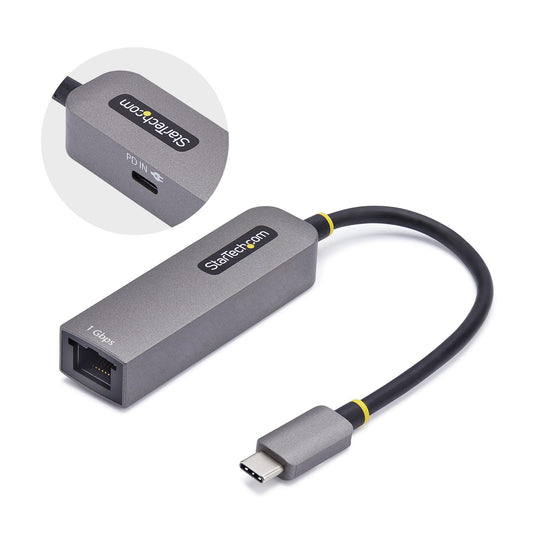 Star Tech USB-C to Ethernet Adapter, NIC, 100W PD Pass-Through, USB 3.0 Type-C 1Gbps Multi Speed Network Adapter, Thunderbolt Compatible, Windows & Mac