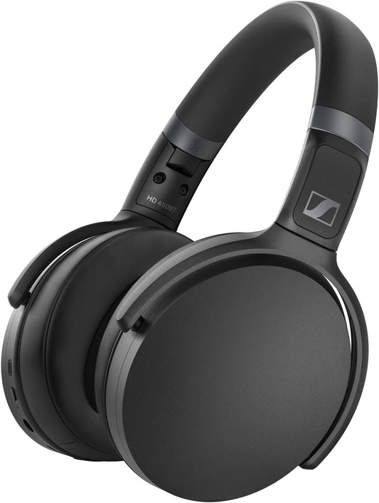 Sennheiser HD 450BT Bluetooth 5.0 Wireless Headphone with Active Noise Cancellation - 30-Hour Battery Life, USB-C Fast Charging, Virtual Assistant Button, Foldable - Black (Renewed)