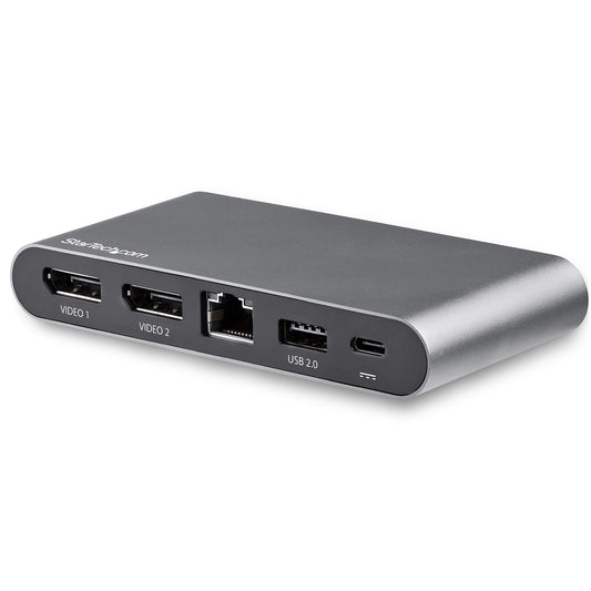 Star Tech USB C Dock - 4K Dual Monitor DisplayPort - Mini Laptop Docking Station - 100W Power Delivery Passthrough - GbE, 2-Port USB-A Hub - USB Type-C Multiport Adapter - 3.3' Cable