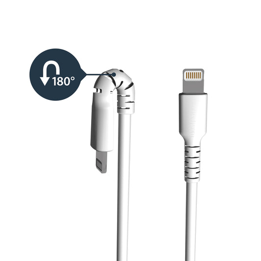 Star Tech 6 foot (2m) Durable White USB-A to Lightning Cable - Heavy Duty Rugged Aramid Fiber USB Type A to Lightning Charger/Sync Power Cord - Apple MFi Certified iPad/iPhone 12