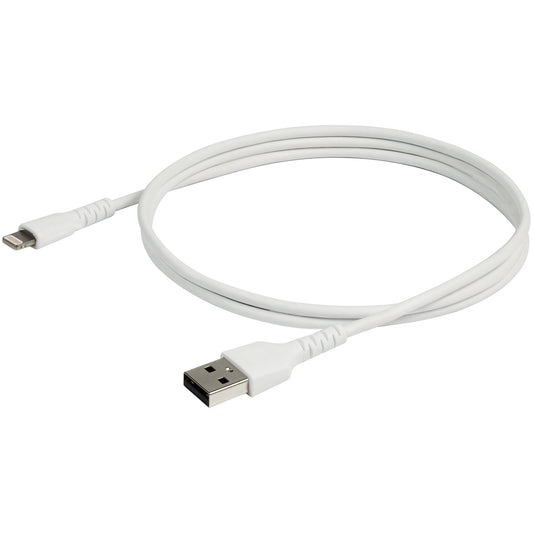 Star Tech 3 foot (1m) Durable White USB-A to Lightning Cable - Heavy Duty Rugged Aramid Fiber USB Type A to Lightning Charger/Sync Power Cord - Apple MFi Certified iPad/iPhone 12