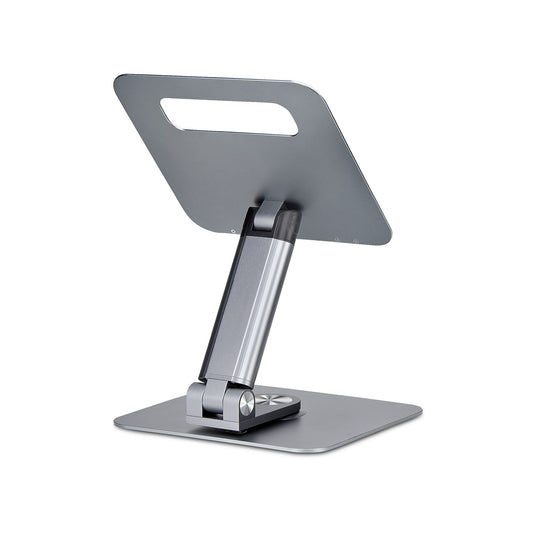 Star Tech Telescopic Laptop Stand, 360 Swivel Base, Rotating Computer Riser for Desk, Adjustable Height and Tilt, Max 11lb/5kg, Aluminum Build, Portable Design
