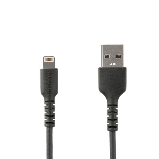 Star Tech 3 foot (1m) Durable Black USB-A to Lightning Cable - Heavy Duty Rugged Aramid Fiber USB Type A to Lightning Charger/Sync Power Cord - Apple MFi Certified iPad/iPhone 12