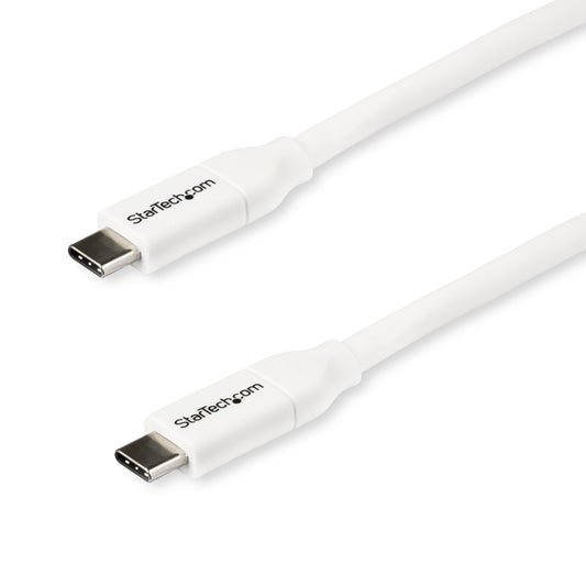 Star Tech USB-C to USB-C Cable w/ 5A PD - M/M - White - 2 m (6 ft.) - USB 2.0 - USB-IF Certified