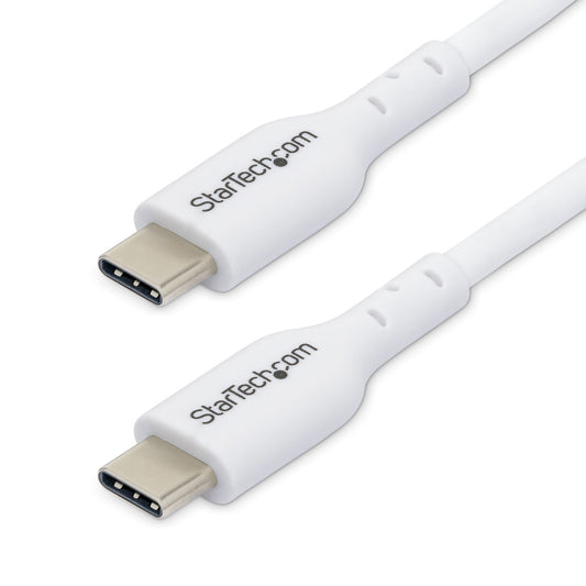 StarTech 2m (6.6ft) White USB-C Charging Cable, USB C Cable, USB 2.0 Type-C Laptop Charger Cord, 60W 3A Power Delivery, TPE Jacket, USB-C Data Transfer Cable, M/M