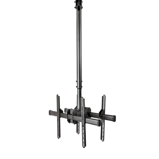 Star Tech Dual TV Ceiling Mount - Back-to-Back Heavy Duty Hanging Dual Screen Mount with Adjustable Telescopic Pole - Tilt/Swivel/Rotate - VESA Bracket for 32”-75" Displays