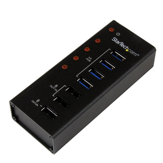Star Tech 4 Port USB 3.0 Hub plus 3 Dedicated USB Charging Ports (2 x 1A & 1 x 2A) - Wall Mountable Metal Enclosure~4 Port USB 3.0 Hub (5Gbps) plus 3 Dedicated USB Charging Ports (2 x 1A & 1 x 2A) - Wall Mountable Metal Enclosure