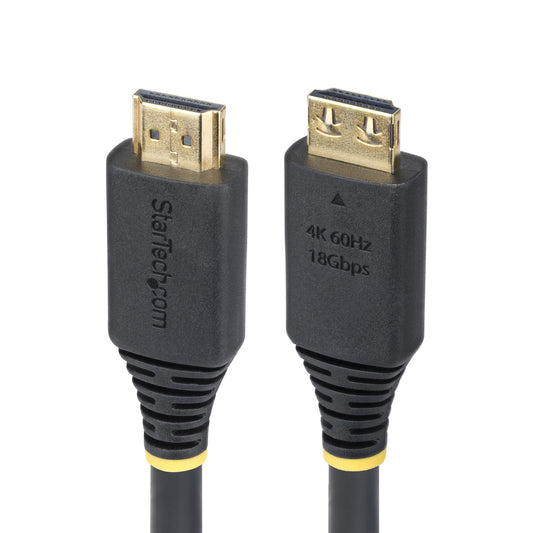 Star Tech 15ft (4.5m) High Speed HDMI Cable with Gripping Connectors, 4K 60Hz/1440p 144Hz, HDR10/HDCP 2.2/ARC, 18Gbps, UHD HDMI 2.0 Cord for TV/Monitor/Display, TPE Jacket