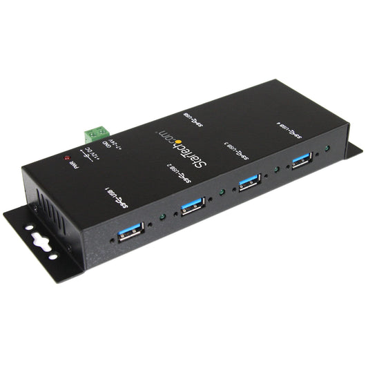 Star Tech 4-Port Industrial USB 3.0 Hub with ESD Protection~4-Port USB 3.0 Hub - 5Gbps - Metal Industrial USB-A Hub - Wall or Desk Mountable USB Data Hub - TAA Compliant USB Expander Hub