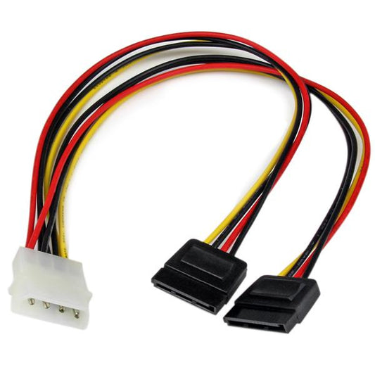Star Tech 12in LP4 to 2x SATA Power Y Cable Adapter