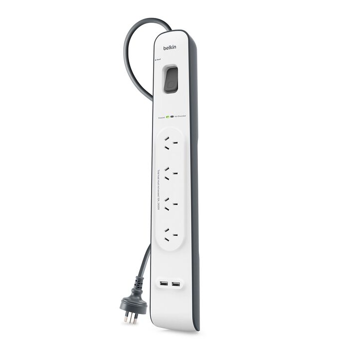 Belkin 4 Outlet with 2M Cord with 2 USB Ports (BSV401AU2M)
