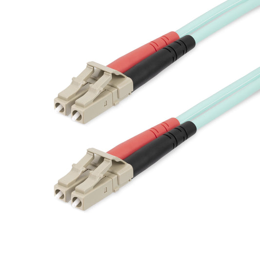 Star Tech 25m (82ft) LC/UPC to LC/UPC OM4 Multimode Fiber Optic Cable, 50/125µm LOMMF/VCSEL Zipcord Fiber, 100G, Low Insertion Loss - LSZH Fiber Jumper Cord