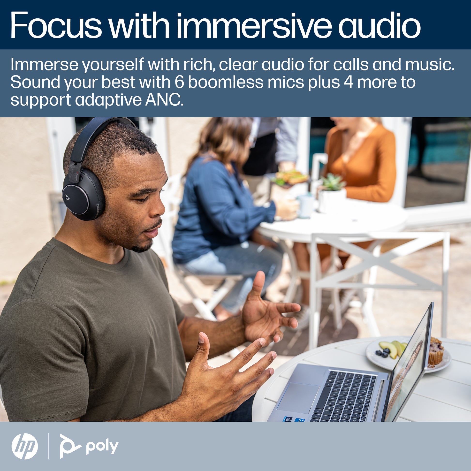 HP Poly Voyager Surround 80 UC Microsoft Teams Certified USB-C Headset +USB-C/A Adapter