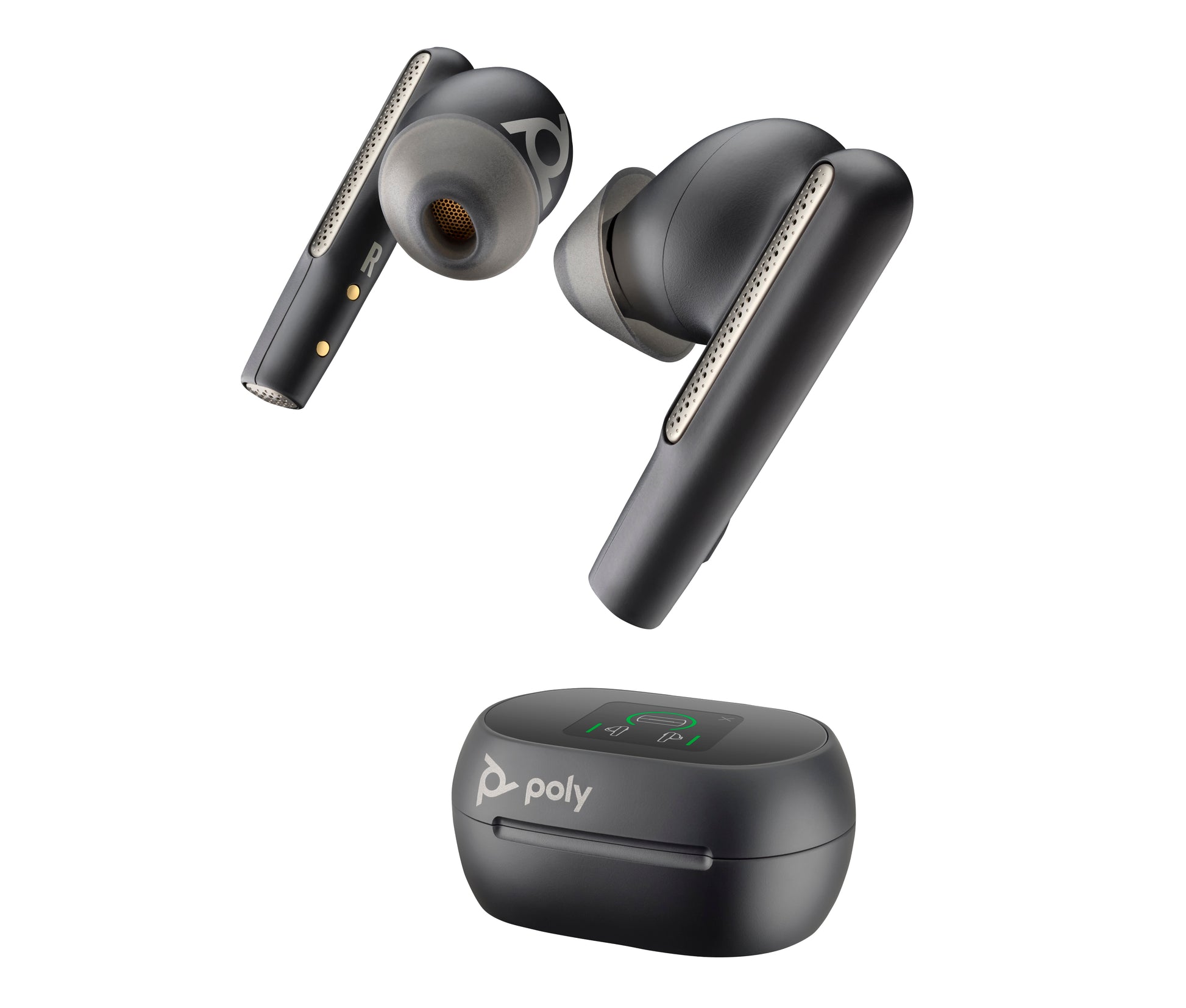 HP Poly Voyager Free 60+M UC Carbon Black Earbuds +BT700 USB-C Adapter +Touchscreen Charge Case product image