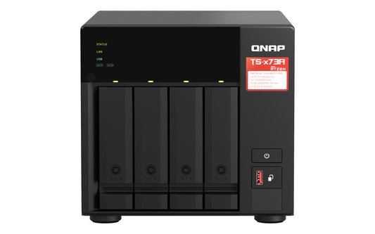 QNAP TS-473A-8G 4-Bay NAS, AMD V1500B quad-core 2.2 GHz processor, 8GB DDR4 RAM (max 64GB), 4x 2.5"/3.5" + 2x M.2 2280 PCIe Gen3 x1 slots, 3y wty