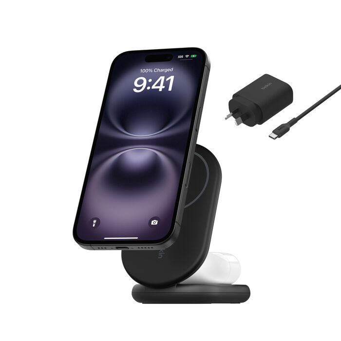 Belkin 2-in-1 Magnetic Foldable Wireless Charger with Qi2 15W (WIZ028AUBK)