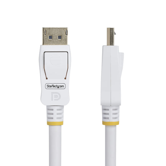 Star Tech 10ft (3m) White VESA Certified DisplayPort 1.2 Cable, 4K 60Hz, 21.6Gbps, Latching DP Connectors, DP 1.2 DisplayPort Cable, DP Monitor Cord, M/M