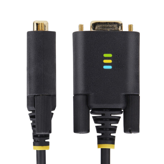 Star Tech 10ft (3m) USB to Null Modem Serial Adapter Cable, Interchangeable DB9 Screws/Nuts, COM Retention, USB-A to RS232, FTDI, Level-4 ESD Protection, Windows/macOS/ChromeOS/Linux - Rugged TPE Construction