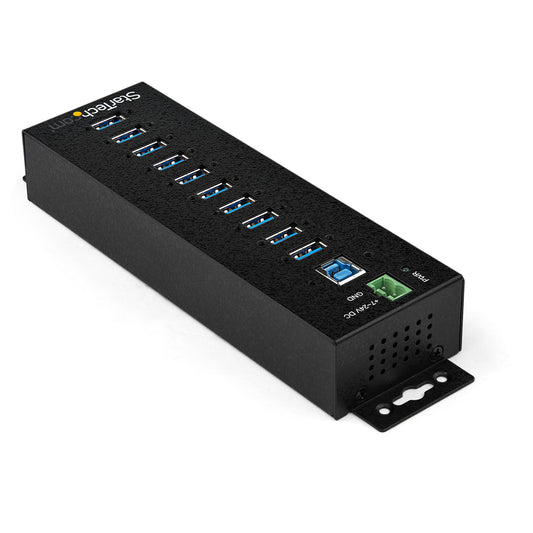 Star Tech 10-Port USB 3.0 Hub with Power Adapter - Metal Industrial USB-A Hub with ESD & 350W Surge Protection - Din/Wall/Desk Mountable - High Speed USB 3.2 Gen 1 (5Gbps) Hub