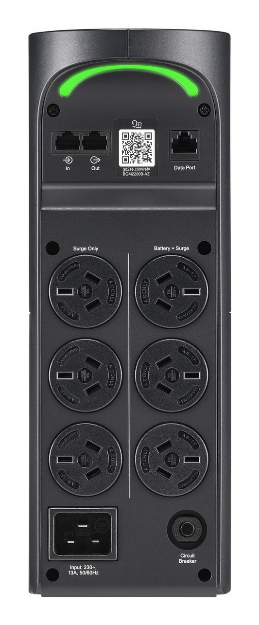 APC Back-UPS Pro for Gaming, 2200VA/1320W, Tower, 230V, 2x UK and 2x IEC C13 outlets, RGB Lights, Pure Sine Wave, Arctic (White)