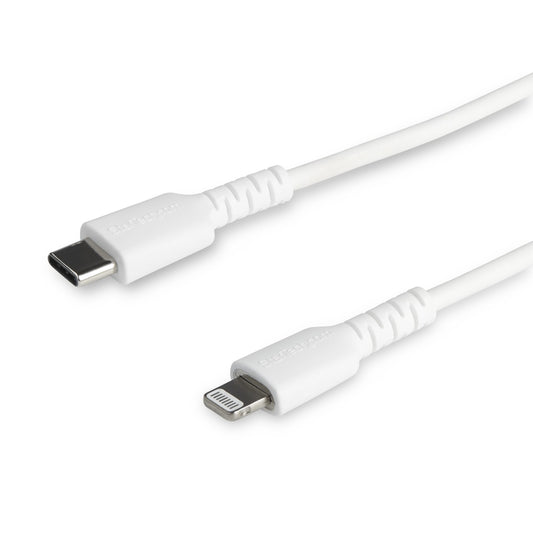 Star Tech 6 foot (2m) Durable White USB-C to Lightning Cable - Heavy Duty Rugged Aramid Fiber USB Type C to Lightning Charger/Sync Power Cord - Apple MFi Certified iPad/iPhone 12