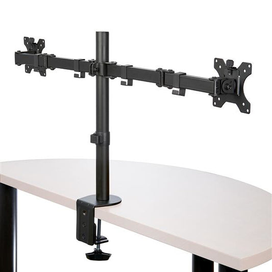 Star Tech Desk Mount Dual Monitor Arm - Desk Clamp / Grommet VESA Monitor Mount for up to 32 inch Displays - Ergonomic Articulating Monitor Arm - Height Adjustable/Tilt/Swivel/Rotating