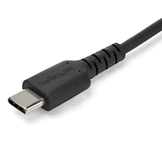 Star Tech 2m USB A to USB C Charging Cable - Durable Fast Charge & Sync USB 2.0 to USB Type C Data Cord - Rugged TPE Jacket Aramid Fiber M/M 3A Black - Samsung S10, iPad Pro, Pixel