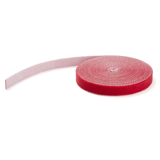 Star Tech 25ft Hook and Loop Roll - Cut-to-Size Reusable Cable Ties - Bulk Industrial Wire Fastener Tape /Adjustable Fabric Wraps Red / Resuable Self Gripping Cable Management Straps