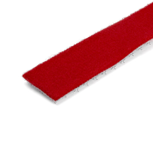 Star Tech 50ft Hook and Loop Roll - Cut-to-Size Reusable Cable Ties - Bulk Industrial Wire Fastener Tape /Adjustable Fabric Wraps Red / Resuable Self Gripping Cable Management Straps
