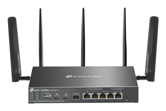 TP-Link  Omada 4G+ Cat6 AX3000 Gigabit VPN Gateway with 4-Port PoE+(ER706WP-4G), 5-Year WTY