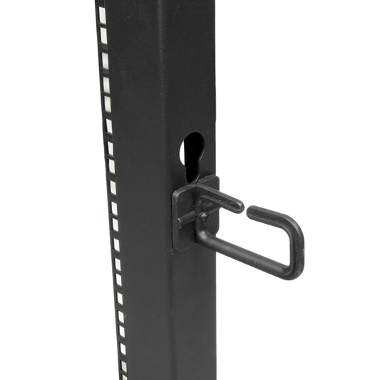 Star Tech 4-Post 25U Mobile Open Frame Server Rack, Four Post 19in Network Rack with Wheels, Rolling Rack with Adjustable Depth for Computer/AV/Data/IT Equipment - Casters, Leveling Feet or Floor Mounting
