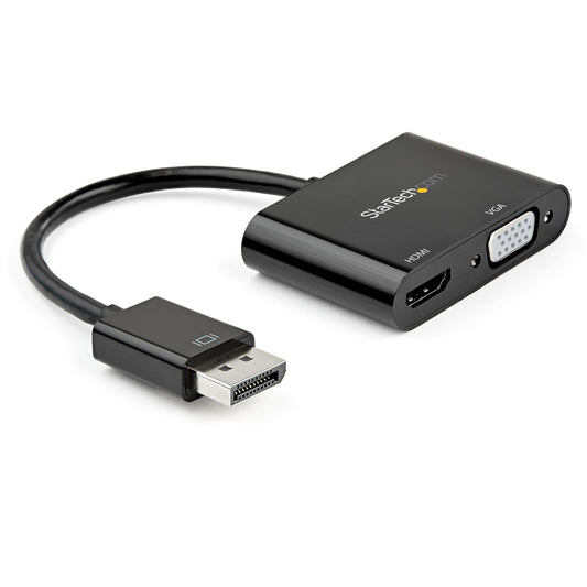 StarTech DisplayPort to HDMI VGA Adapter - DisplayPort 1.2 HBR2 to HDMI 2.0 (4K 60Hz) or VGA 1080p Converter Dongle - DP to HDMI or VGA Monitor Adapter - Digital Video Display Adapter