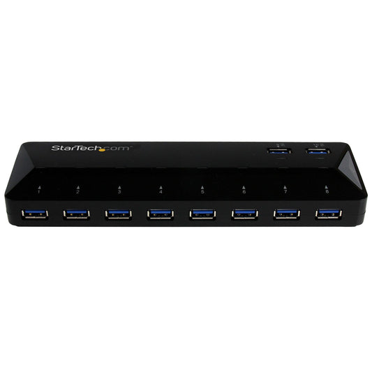 Star Tech 10-Port USB 3.0 Hub with Charge and Sync Ports - 2 x 1.5A Ports~10-Port USB 3.0 Hub with Charge and Sync Ports - 5Gbps - 2 x 1.5A Ports