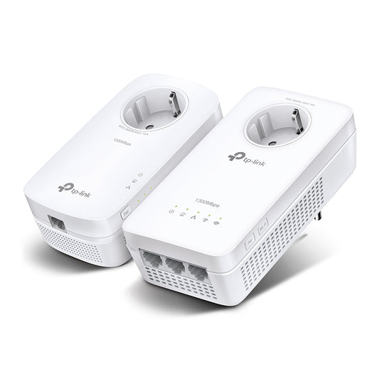 TP-LinkAV1300 Gigabit Passthrough Powerline ac Wi-Fi Kit
SPEED: 300 Mbps at 2.4 GHz + 867 Mbps at 5 GHz, 1300 Mbps Powerline
SPEC: Qualcomm CPU, HomePlug AV2,