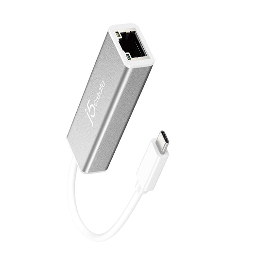 j5create JCE133G USB-CTM to Gigabit Ethernet Adapter, Grey and White