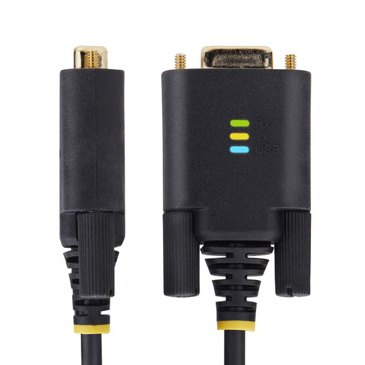 Star Tech 6.6ft (2m) USB to Serial Adapter Cable, COM Retention, Interchangeable Screws/Nuts, USB-A to DB9 RS232, FTDI IC, ESD Protection, Windows/macOS/Linux