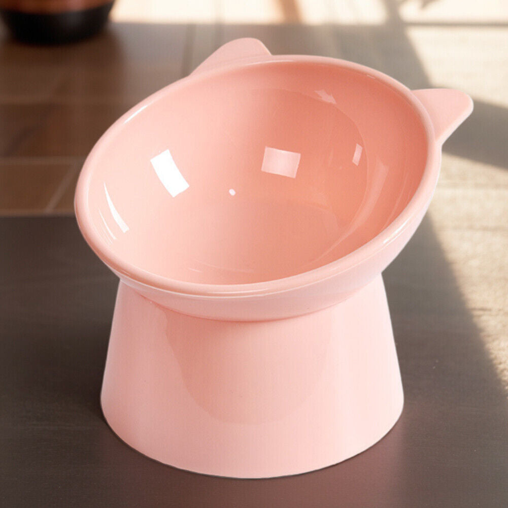 Tilted Raised Cat Food Bowl - Ergonomic Design to Reduce Vomiting for Cats and Dogs